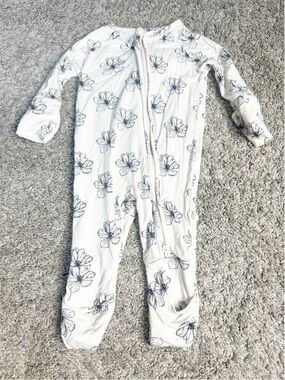 Forever French Baby One-piece Sleeper Pajamas newborn black cream floral bamboo